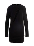 Robe courte noire en viscose de la marque Versace, coupe élégante et tissu fluide visible sur l'image.