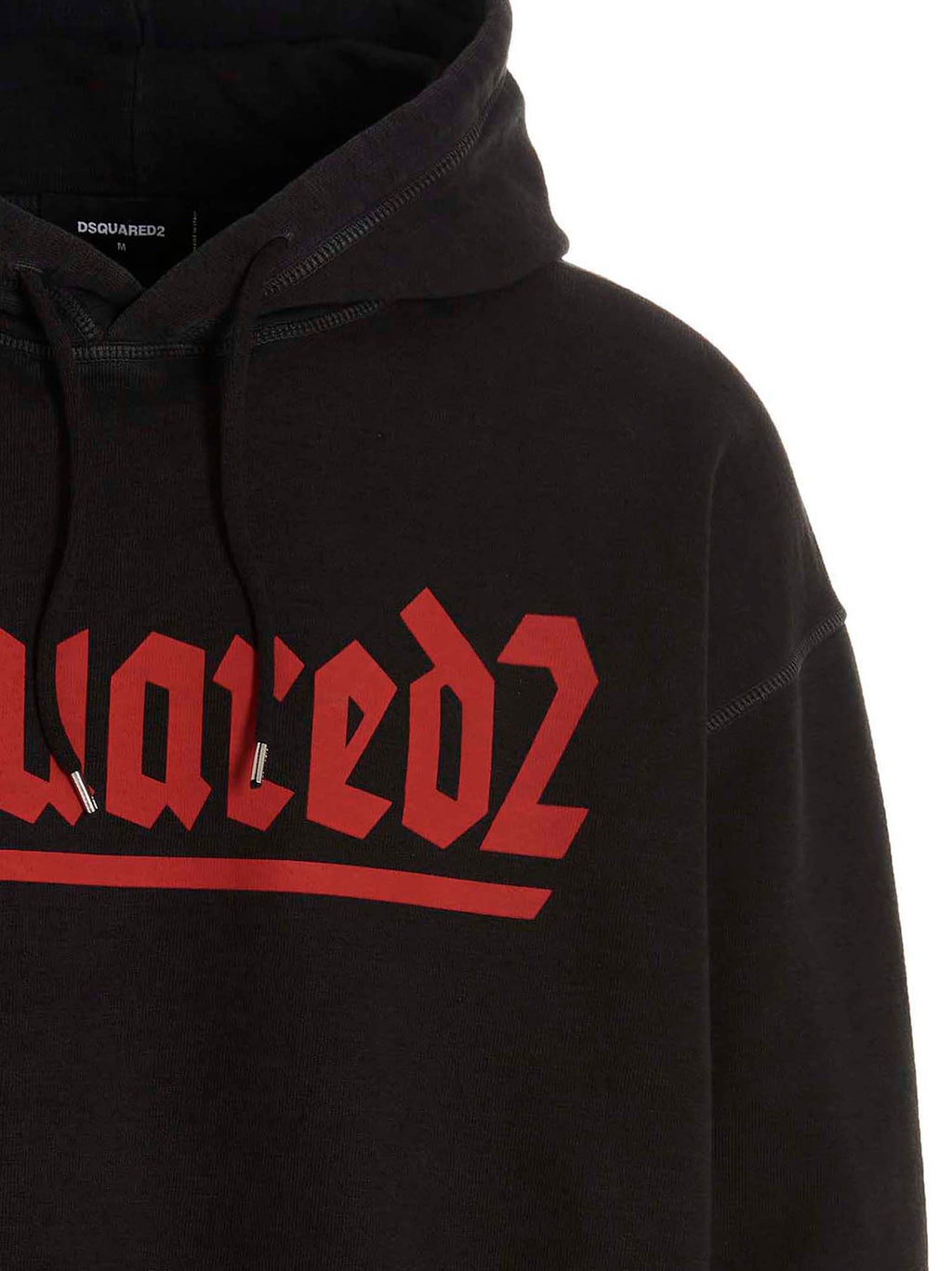 Sweat-shirt en coton noir de Dsquared², coupe décontractée, avec logo discret, porté sur un mannequin.