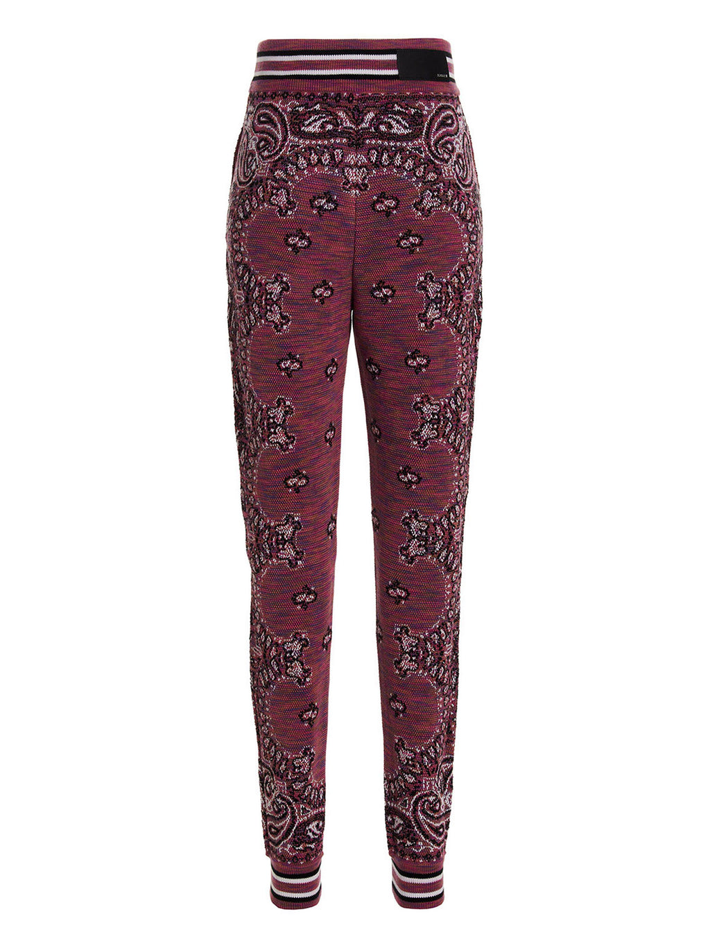 Pantalons de jogging Amiri en coton violet pour entraînement, coupe décontractée et confortable, visibles en détail.