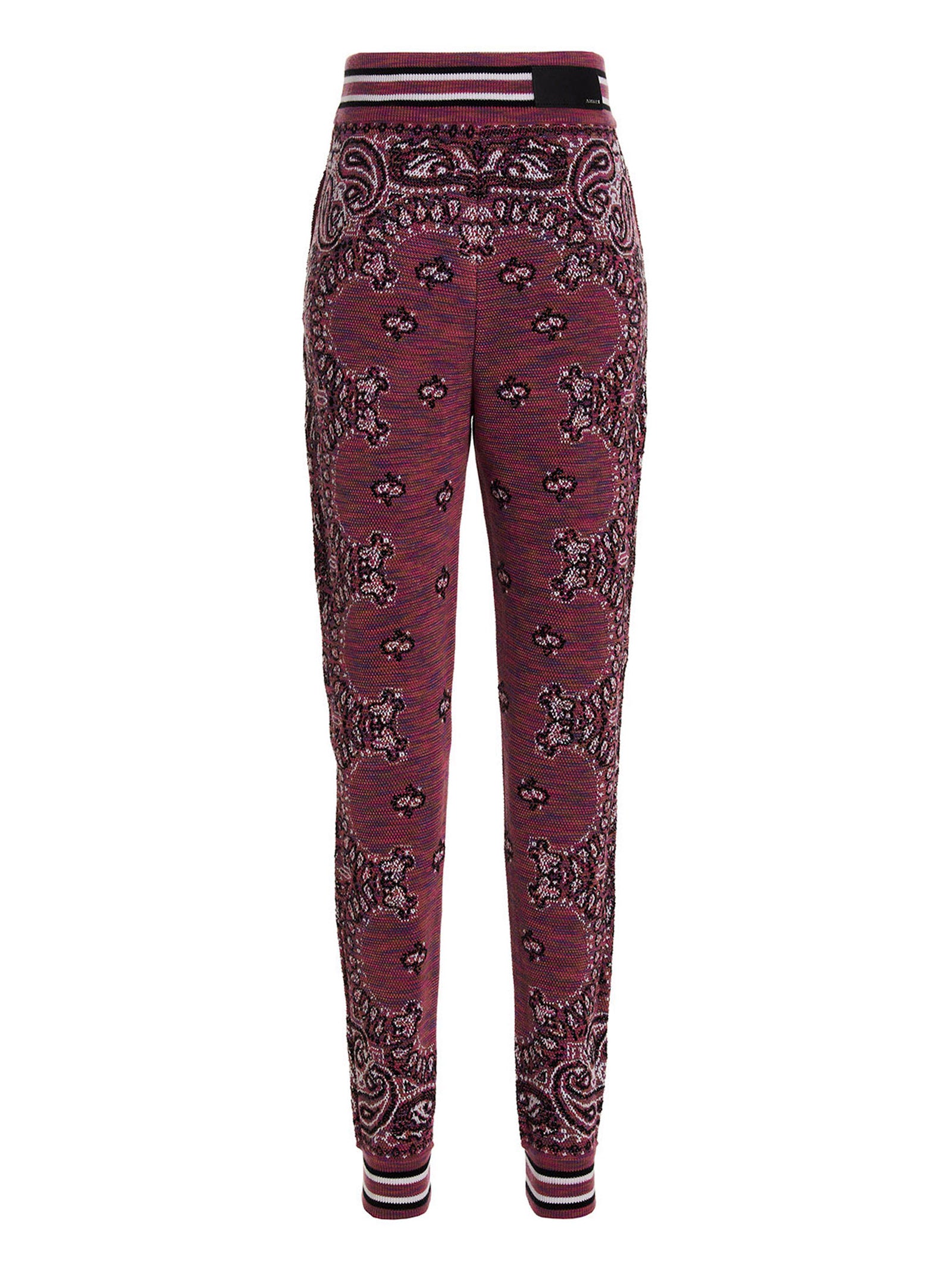 Pantalons de jogging Amiri en coton violet pour entraînement, coupe décontractée et confortable, visibles en détail.