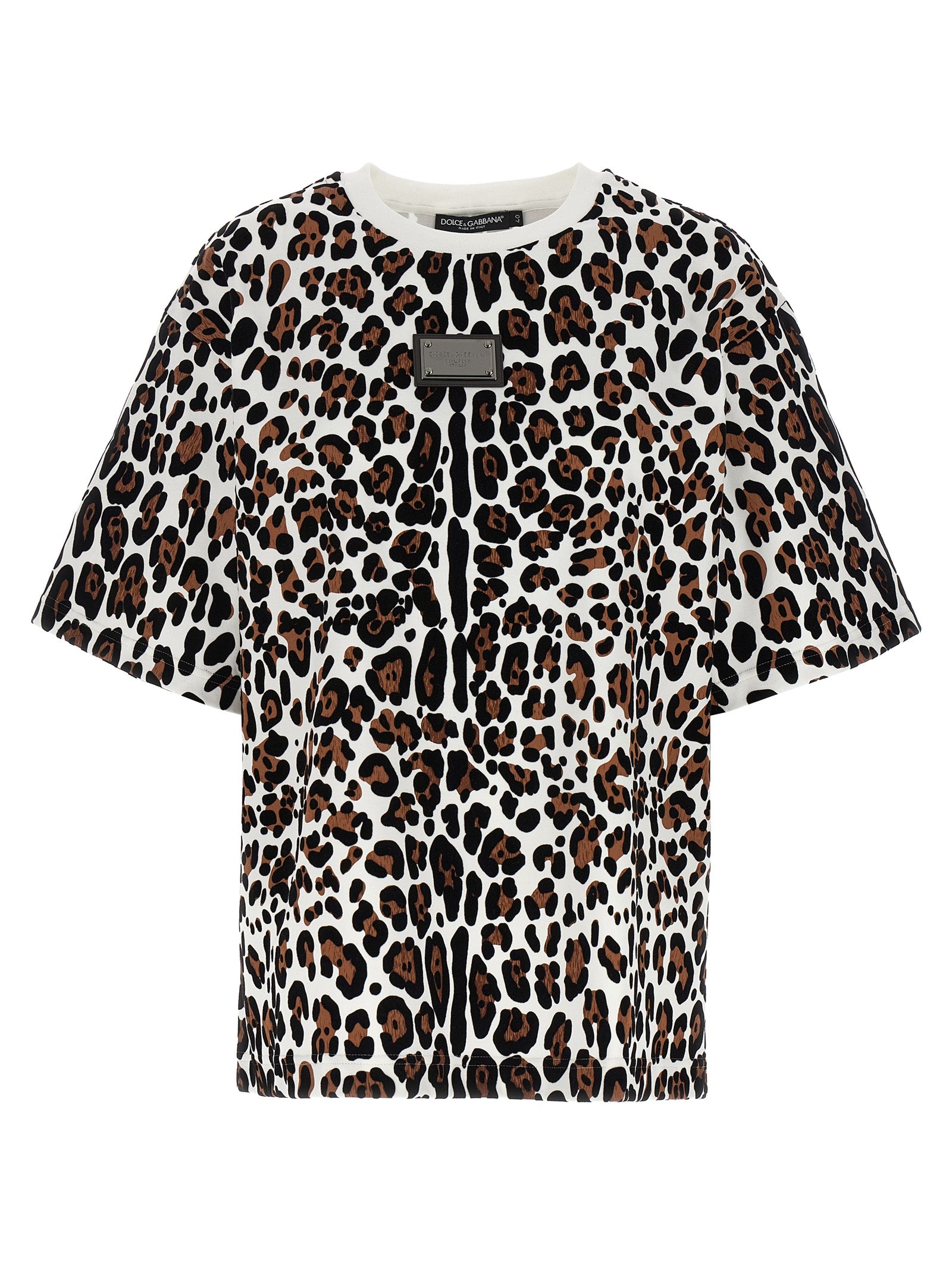 T-shirt en coton multicolore de Dolce & Gabbana, style décontracté avec logo visible, mode élégante et confortable.