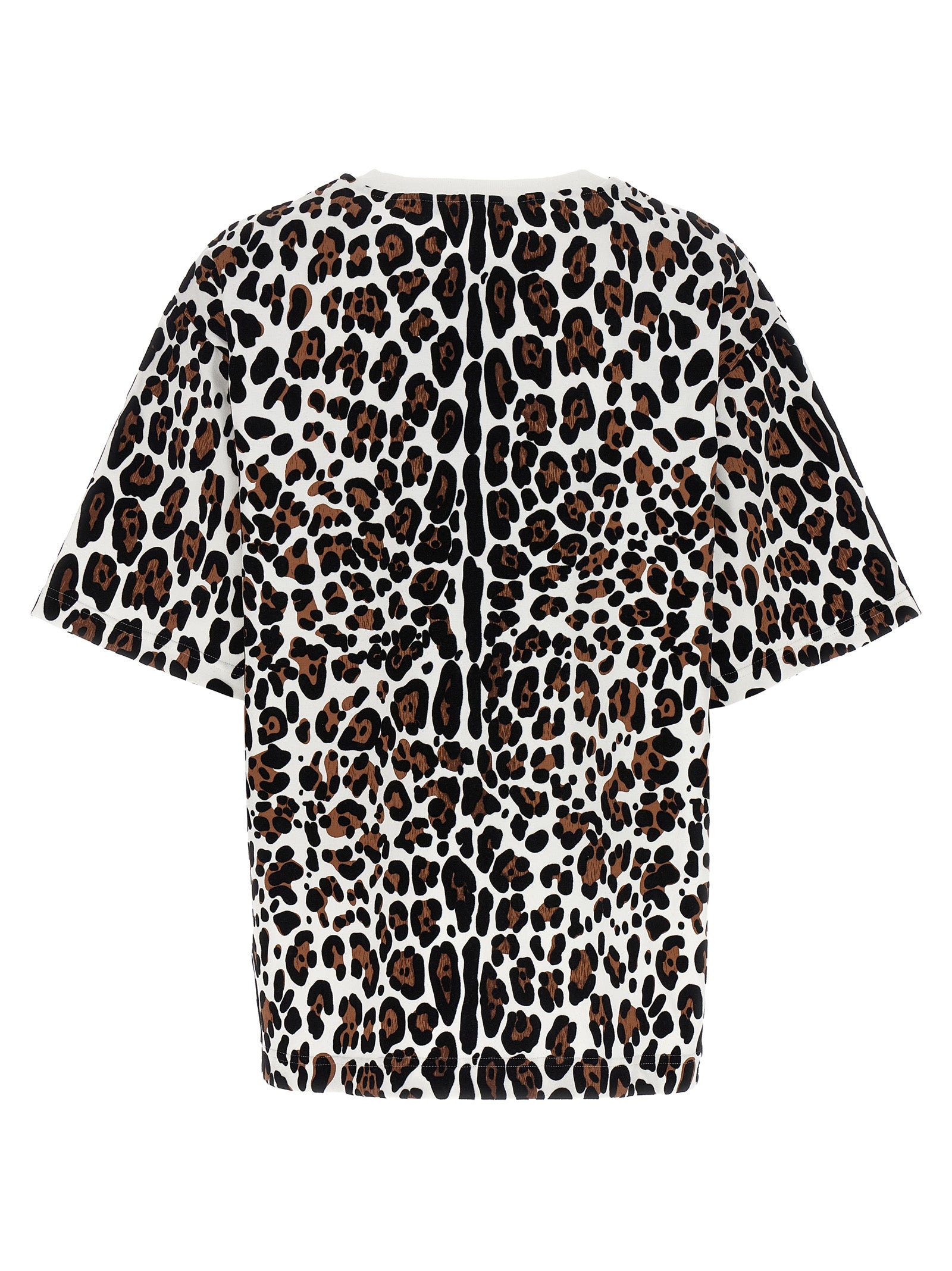 T-shirt en coton multicolore Dolce & Gabbana, coupe classique avec logo et motifs colorés, vue de face.