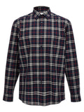 Chemise en coton bleue Burberry, style élégant, avec col classique et manches longues, visible sur l'image.
