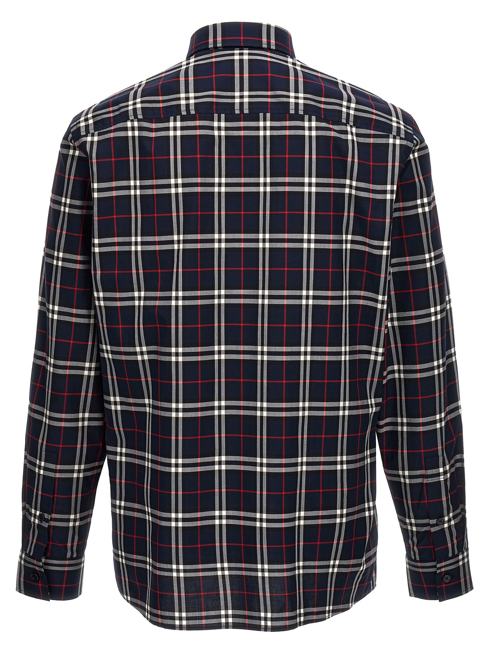 Chemise en coton bleue Burberry, élégante blouse pour femme avec logo distinctif et détails sophistiqués.