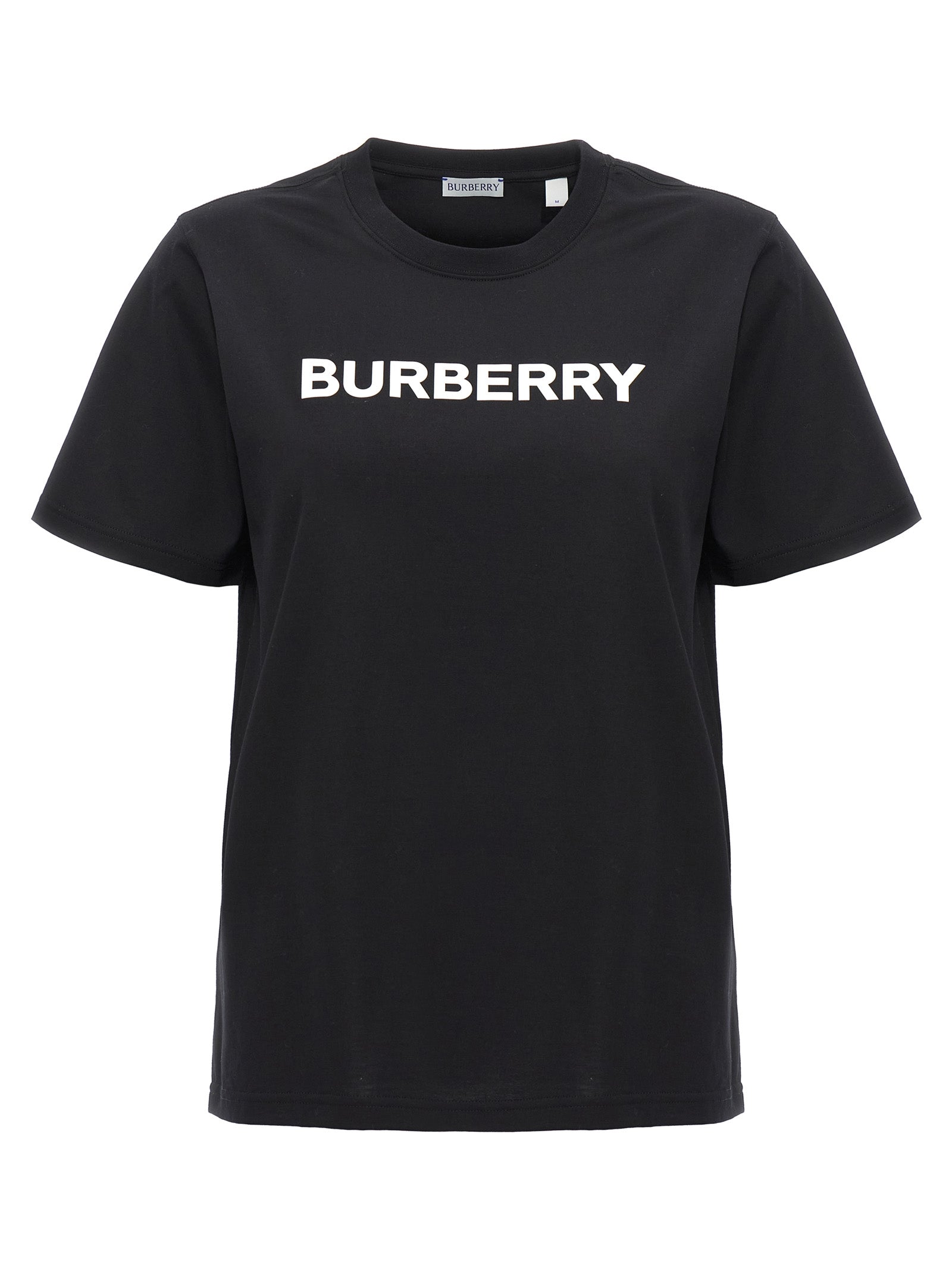 T-shirt en coton bicolore Burberry, coupe classique, avec logo emblématique visible sur le devant.