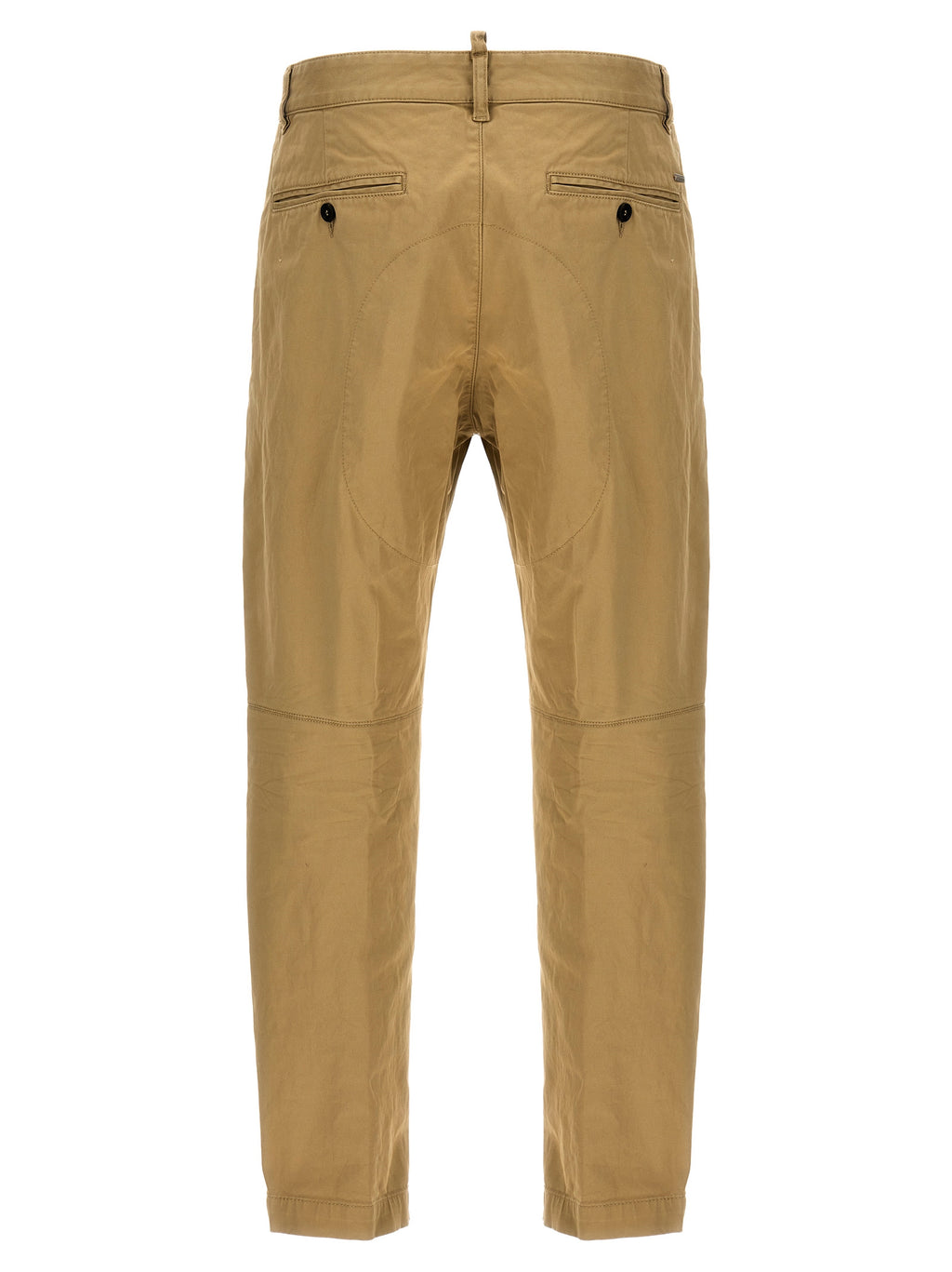 Pantalons chino en coton beige de la marque Dsquared², vue de face sur un mannequin.
