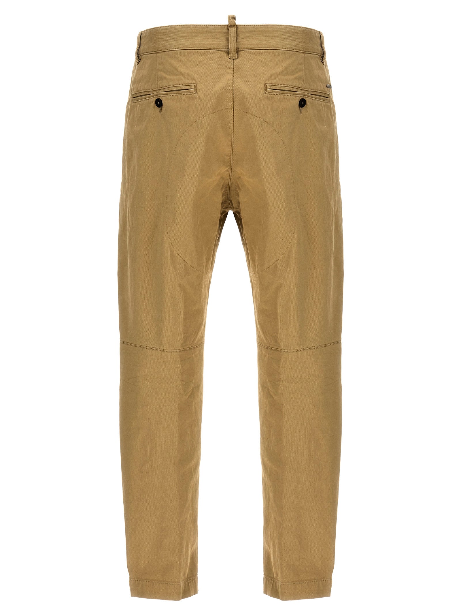 Pantalons chino en coton beige de la marque Dsquared², vue de face sur un mannequin.
