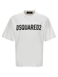 T-shirt en coton bicolore Dsquared², coupe classique, avec logo discret, porté sur un mannequin.