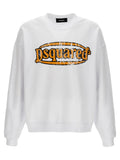 Sweat-shirt blanc en coton de la marque Dsquared², coupe décontractée et détails sobres, porté sur un mannequin.