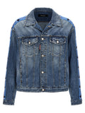 Veste en denim en coton bleu Dsquared², style classique, avec détails modernes, vue de face sur fond neutre.
