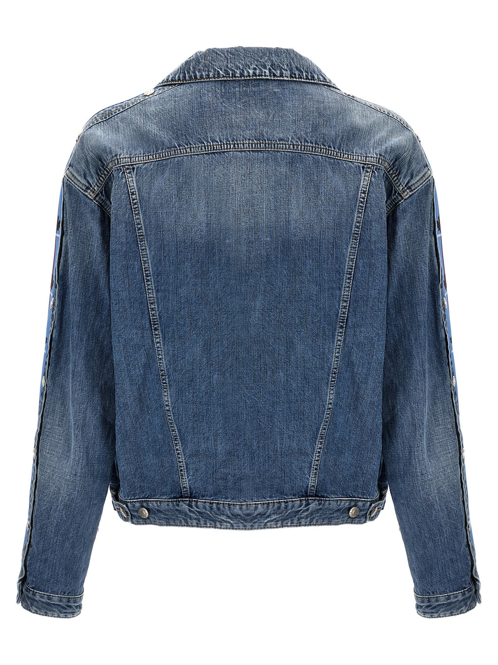 Veste en jean en coton bleu Dsquared² avec détails classiques et coupe moderne, portée sur un mannequin.