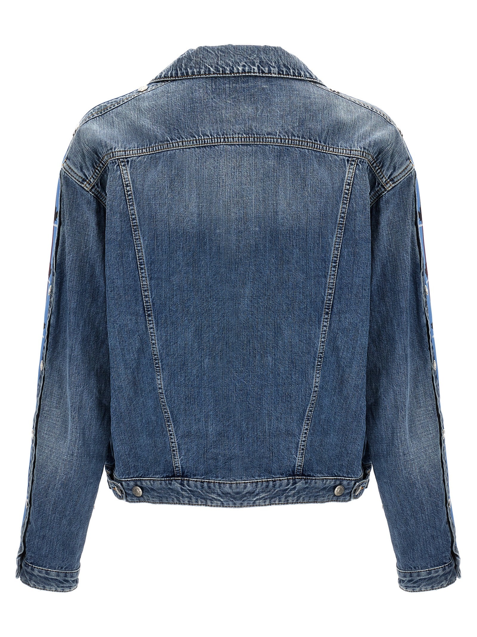 Veste en jean en coton bleu Dsquared² avec détails classiques et coupe moderne, portée sur un mannequin.