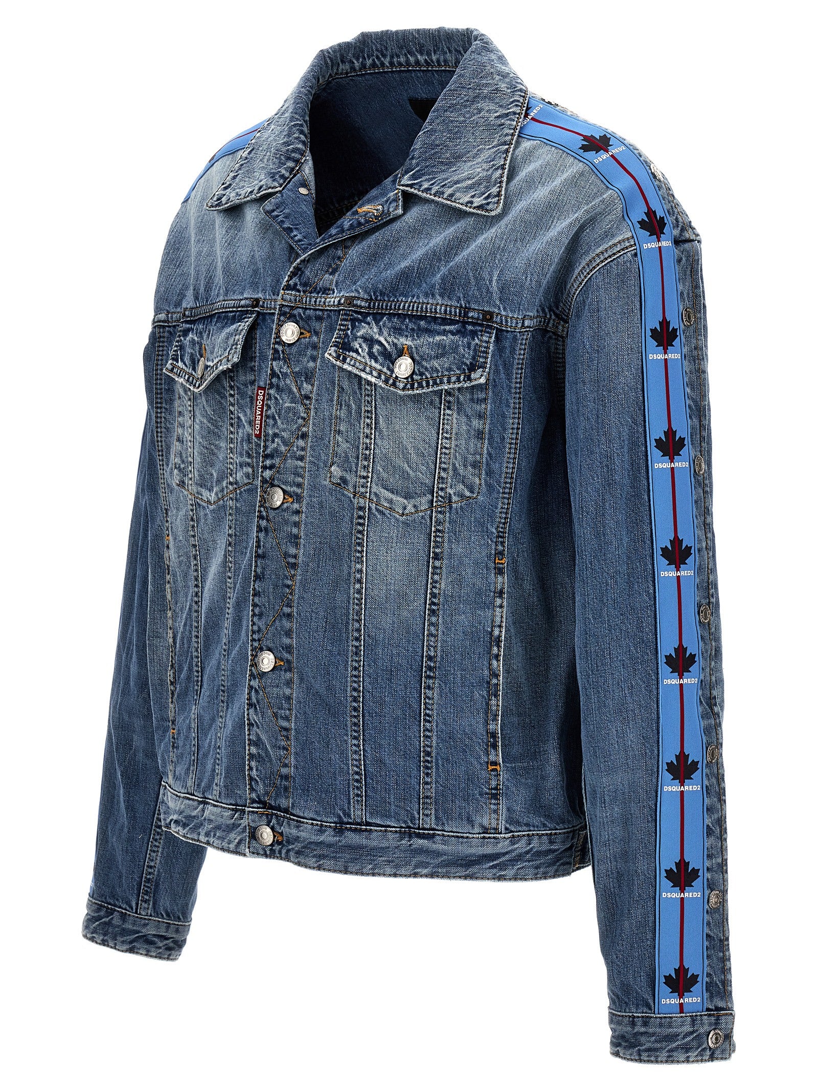 Veste en denim en coton bleu de Dsquared², style décontracté avec détails classiques, vue de face.