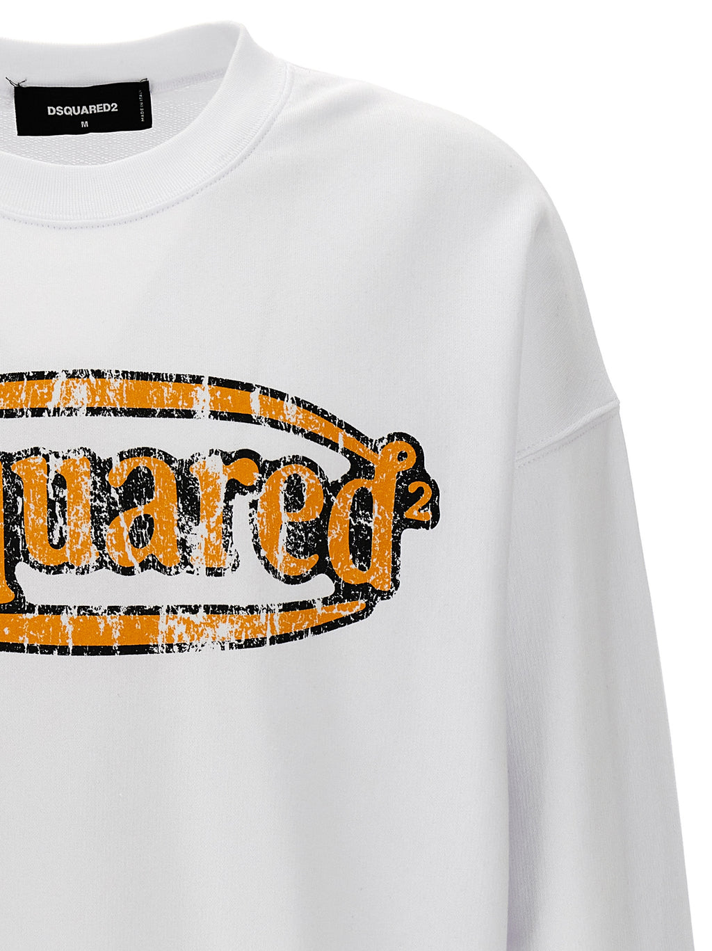 Sweatshirt blanche en coton de Dsquared², vue de face, avec logo discret, idéale pour un look décontracté et stylé.