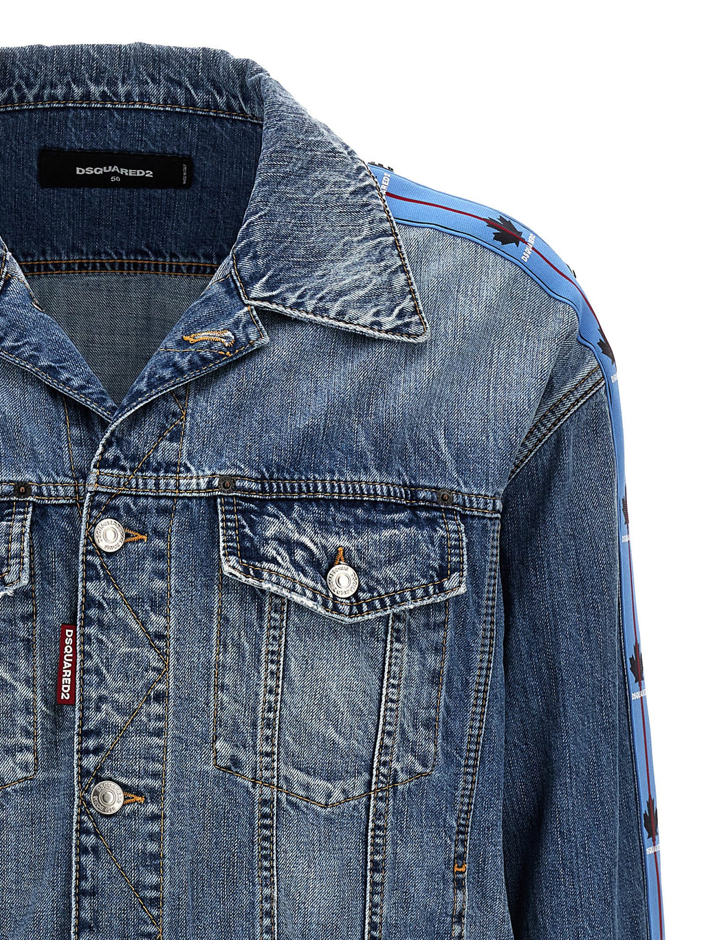Veste en jean en coton bleu de Dsquared², style décontracté avec détails modernes, vue de devant.