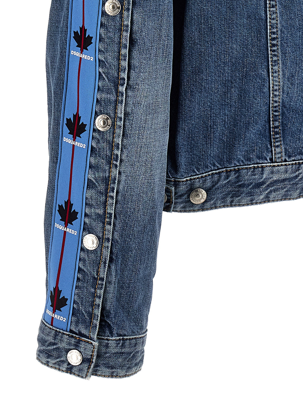 Veste en jean en coton bleu Dsquared² avec détails classiques, manches longues et col, portée décontractée.