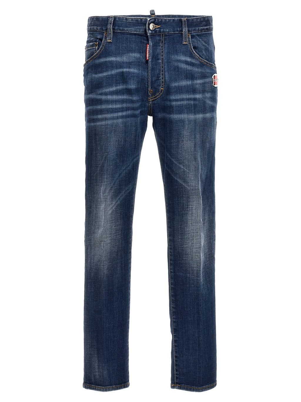 Jeans décontractés en coton bleu de Dsquared², coupe relax, visibles avec détails de la texture et de la couleur.