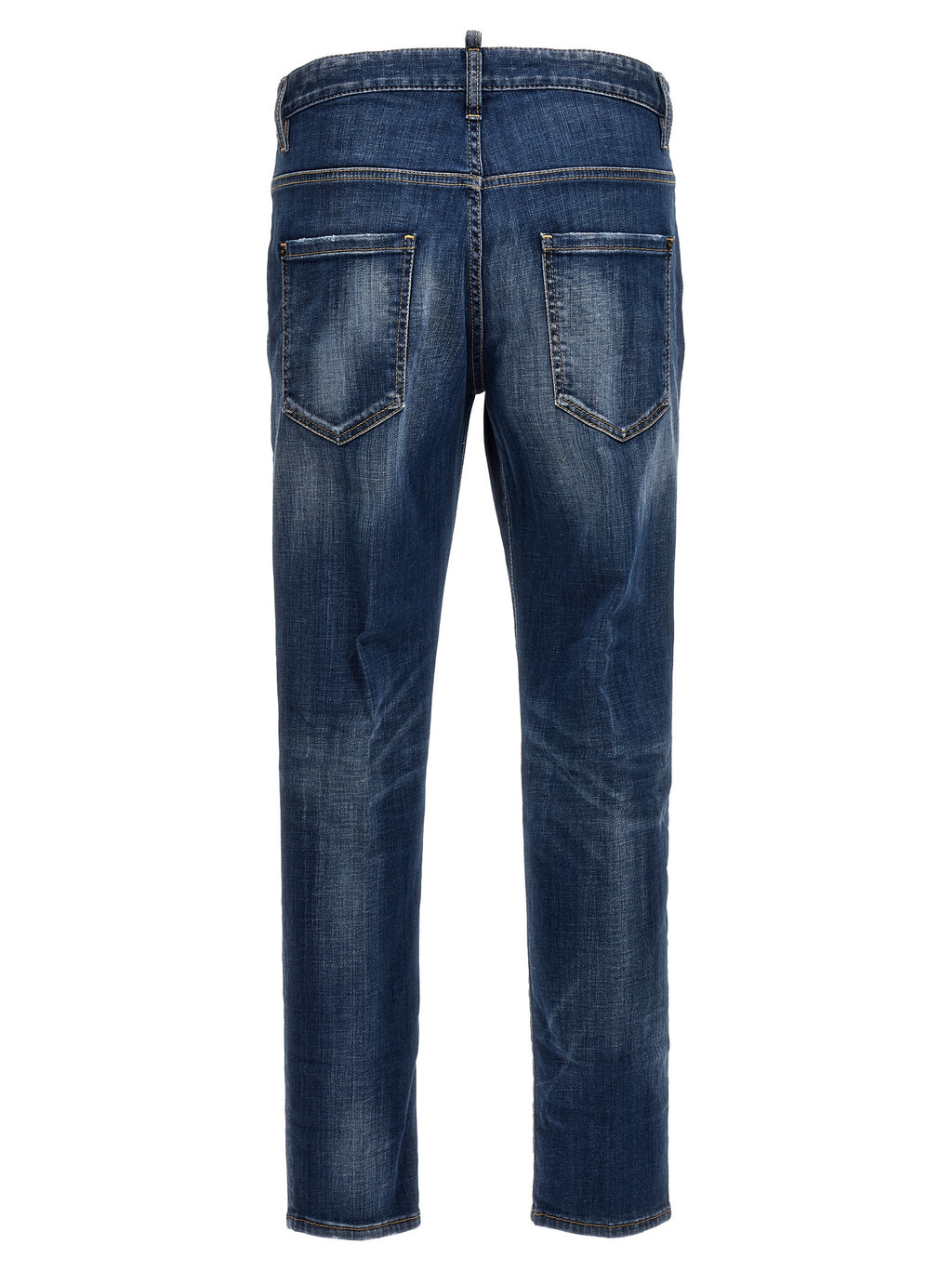 Jeans en coton bleu à coupe décontractée de la marque Dsquared², détails visibles et style confortable.