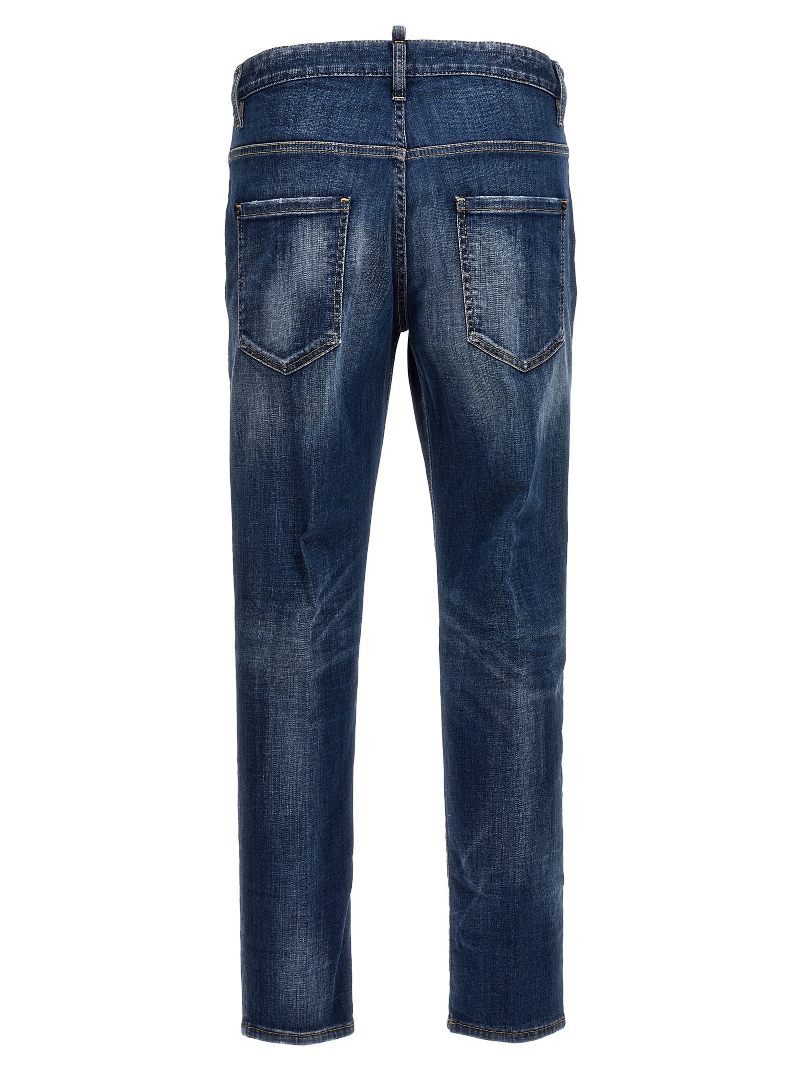Jeans en coton bleu à coupe décontractée de la marque Dsquared², détails visibles et style confortable.