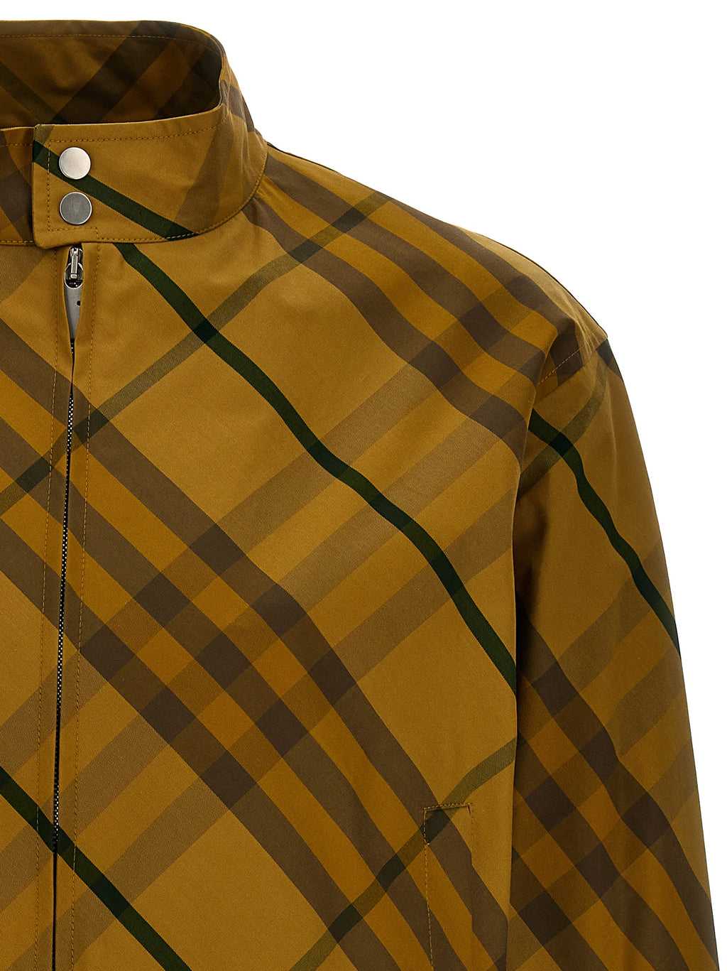 Blouson bomber en coton bicolore Burberry avec logo emblématique, coupe ajustée et détails modernes.