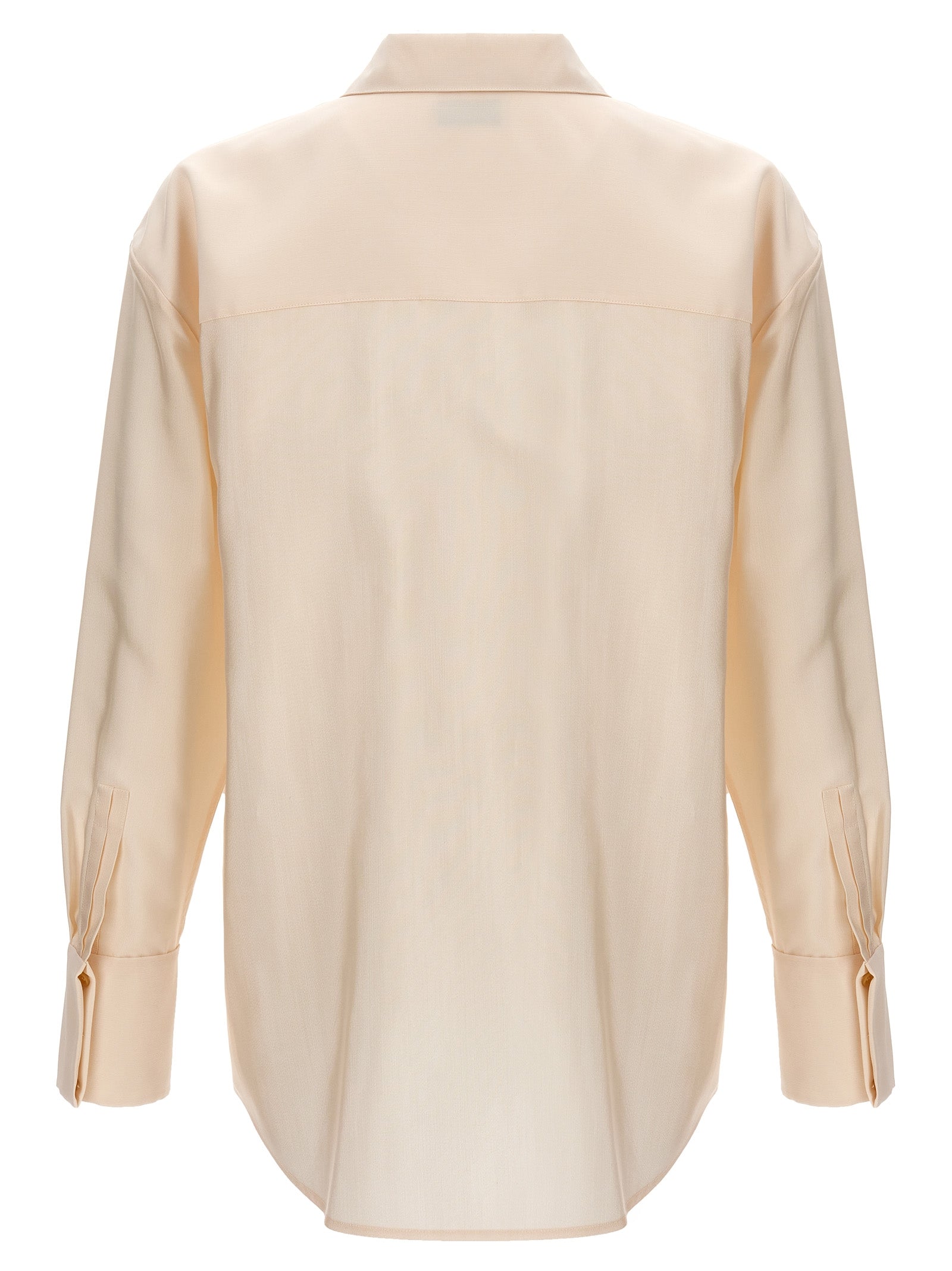 Blouse beige en acétate de Saint Laurent, style élégant avec coupe fluide, portée décontractée ou chic.