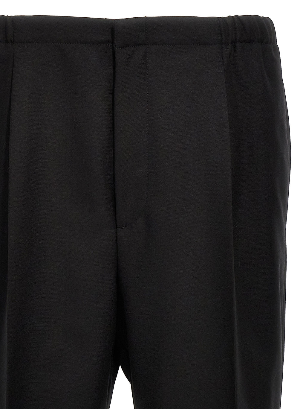 Pantalons de costume Fendi en laine vierge noire, coupe élégante, détails sophistiqués, pour femme ou homme.