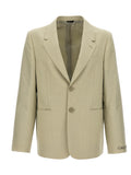 Veste blazer beige en laine vierge de Fendi, élégante et sophistiquée, vue de face sur un fond neutre.