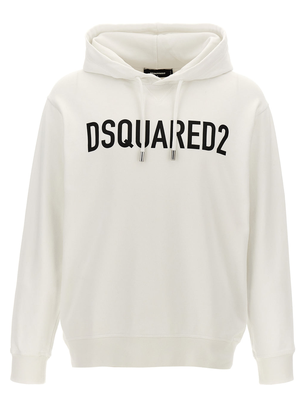 Sweatshirt bicolore en coton de la marque Dsquared², style décontracté avec logo visible, porté sur un mannequin.