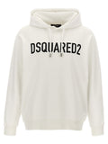 Sweatshirt bicolore en coton de la marque Dsquared², style décontracté avec logo visible, porté sur un mannequin.