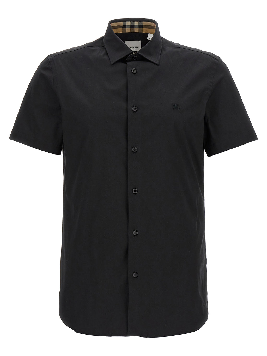 Blouse en coton noir de Burberry, coupe classique avec logo subtil, portée décontractée ou élégante.