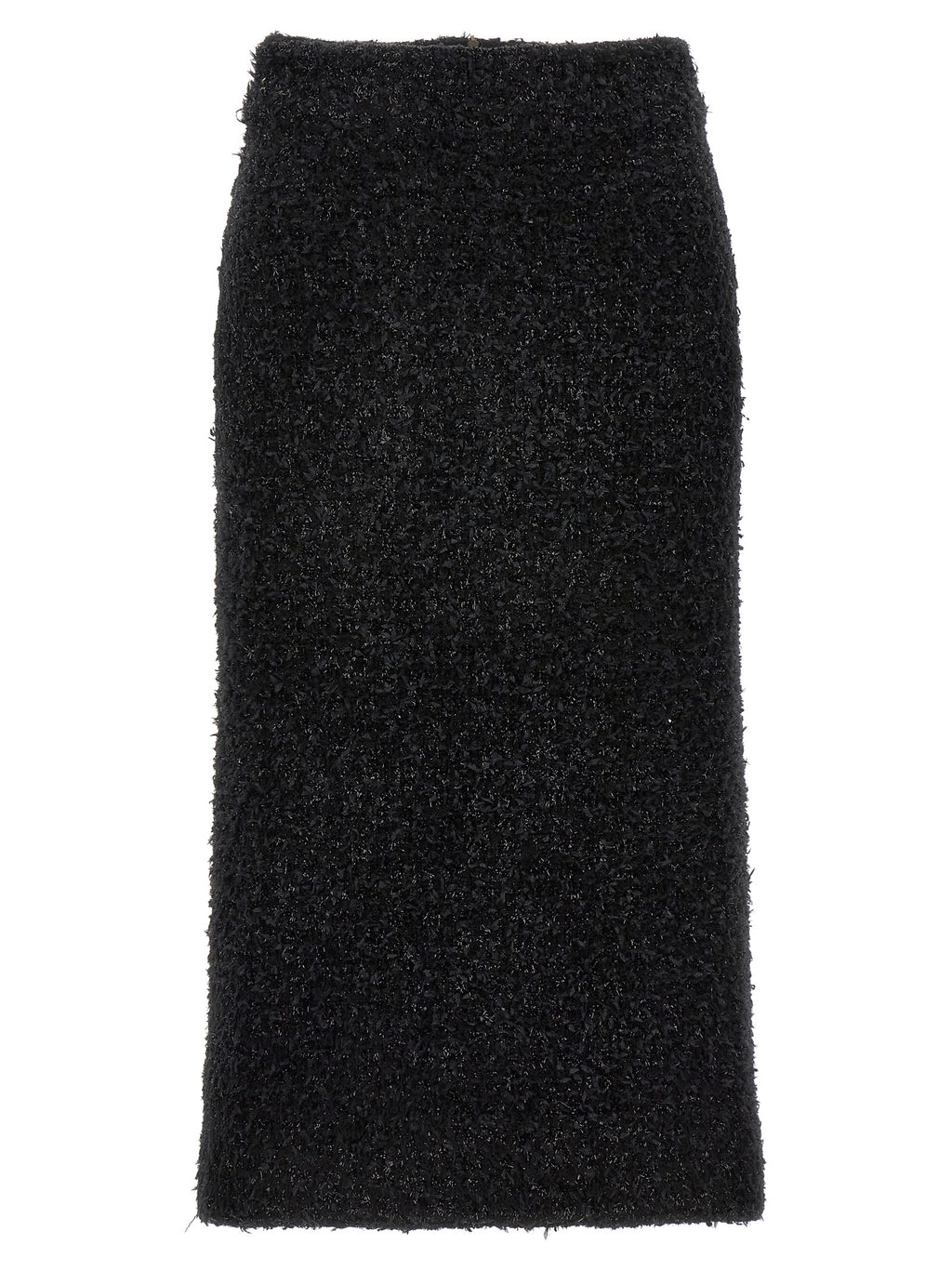Jupe midi en coton noir de Balenciaga, élégante et moderne, avec coupe fluide et finition soignée visible sur l'image.