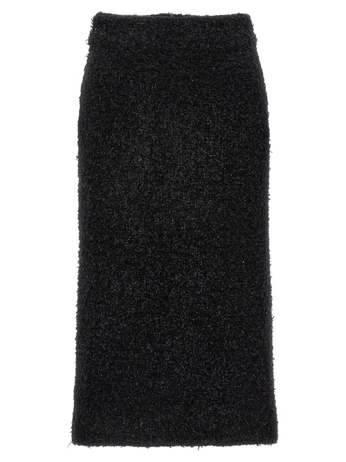 Jupe midi en coton noir de Balenciaga, élégante et moderne, avec coupe fluide et finition soignée visible sur l'image.