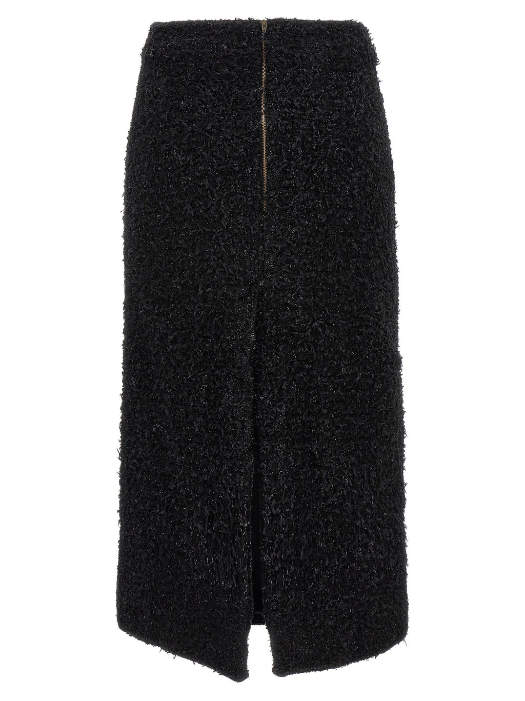 Jupe midi noire en coton de la marque Balenciaga, coupe élégante et tissu souple visible sur l'image.