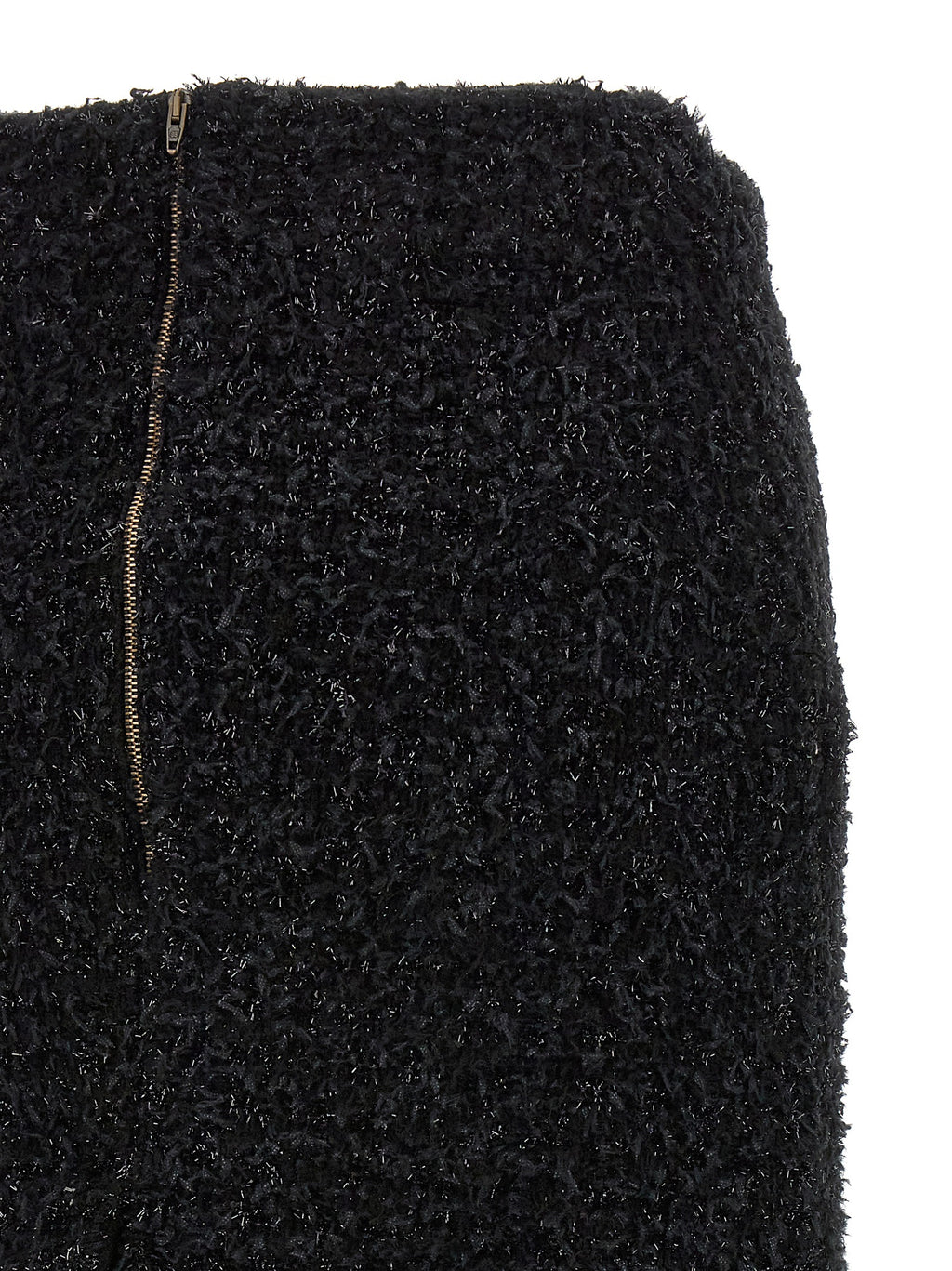 Jupe midi en coton noir de Balenciaga, élégante et structurée, avec coupe fluide et détails modernes visible dans l'image.