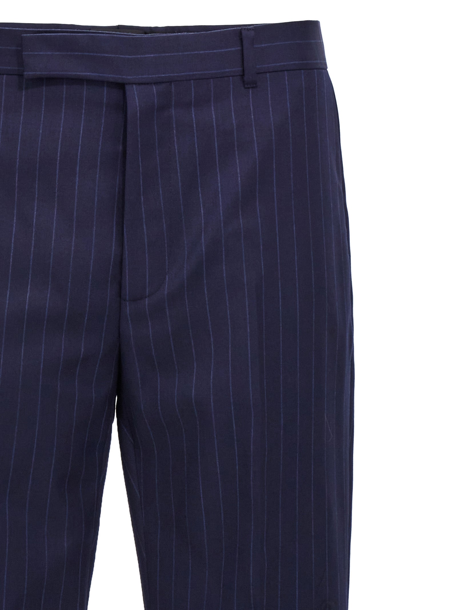 Pantalon en laine bleue Givenchy pour femme, coupe élégante et moderne, image montrant la texture et la finition du vêtement.