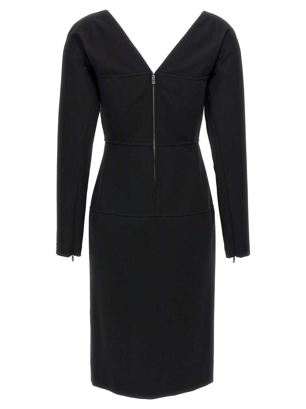 Robe midi noire en viscose de Fendi, style élégant et moderne avec coupe fluide et détails sophistiqués.