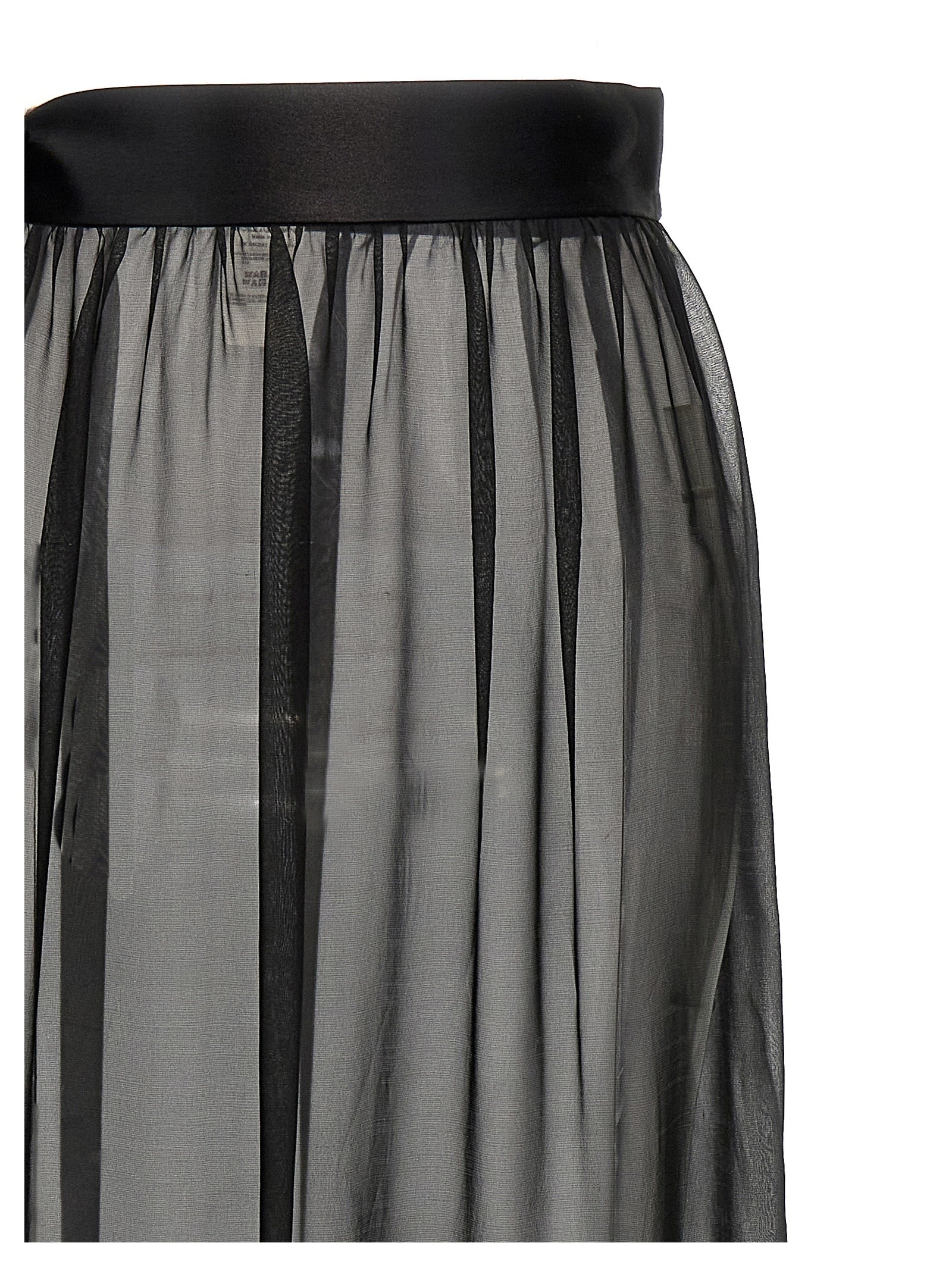 Jupe courte en soie noire Dolce & Gabbana, coupe ajustée avec ceinture élégante et détails sophistiqués.