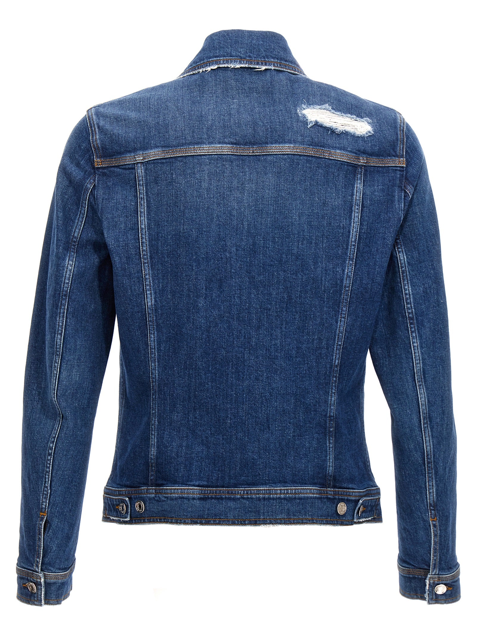 Veste en denim en coton bleu Dolce & Gabbana, style classique avec détails élégants et coupe ajustée.