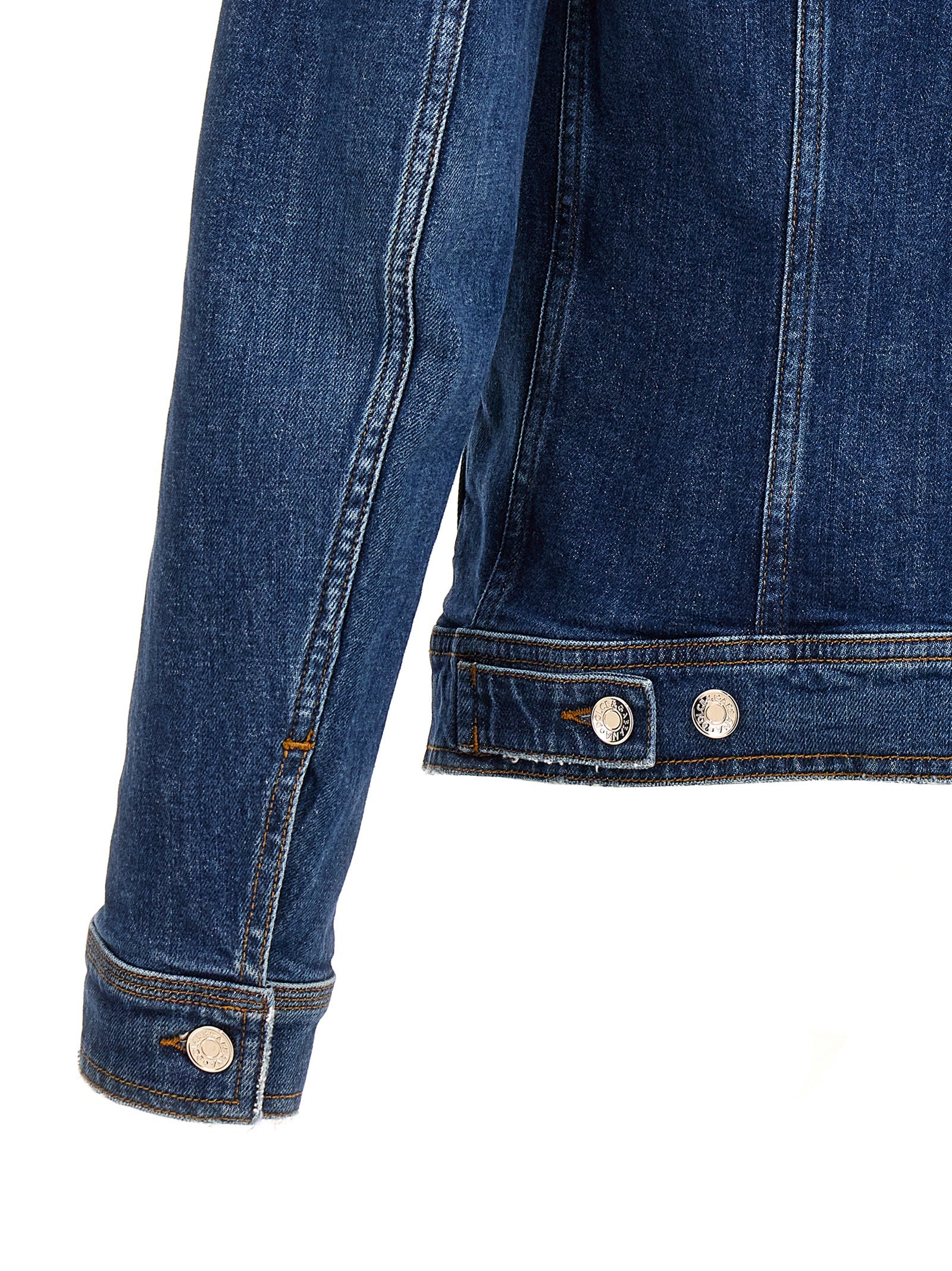 Veste en jean en coton bleu de Dolce & Gabbana, coupe classique avec détails en denim, vue de face.