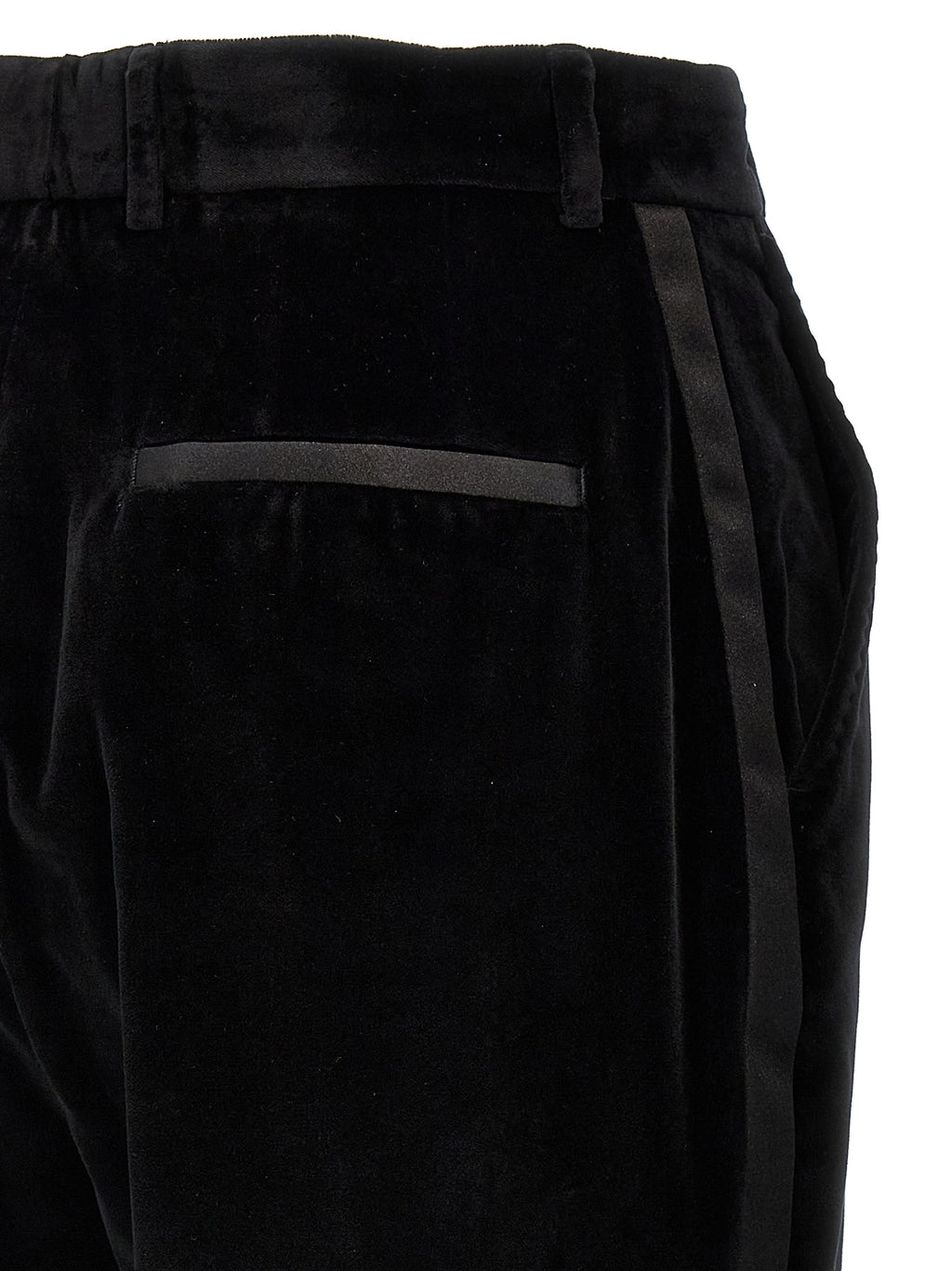 Pantalons habillés en coton noir de Dolce & Gabbana, style élégant et moderne pour femmes ou hommes.