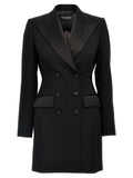 Blazer noir en laine vierge de Dolce & Gabbana, veste élégante avec coupe ajustée et détails sophistiqués.
