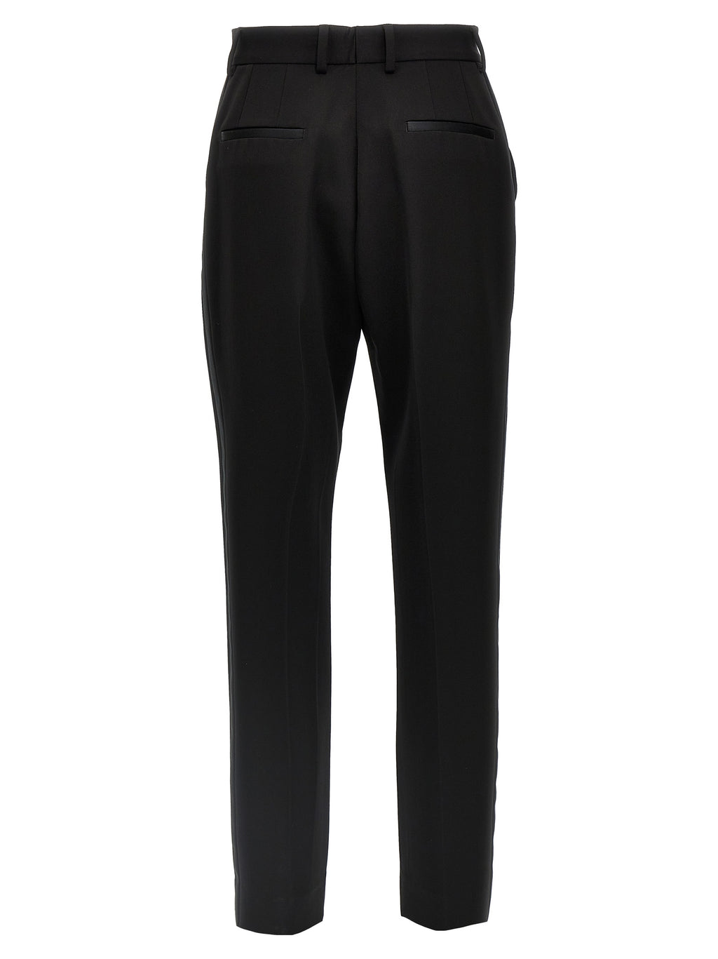 Costume de smoking noir en laine vierge de Dolce & Gabbana, veste élégante avec boutons noirs et coupe sophistiquée.