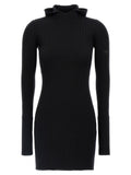 Robe courte en laine noire de Fendi, élégante et ajustée, avec détails sophistiqués visibles sur l'image.