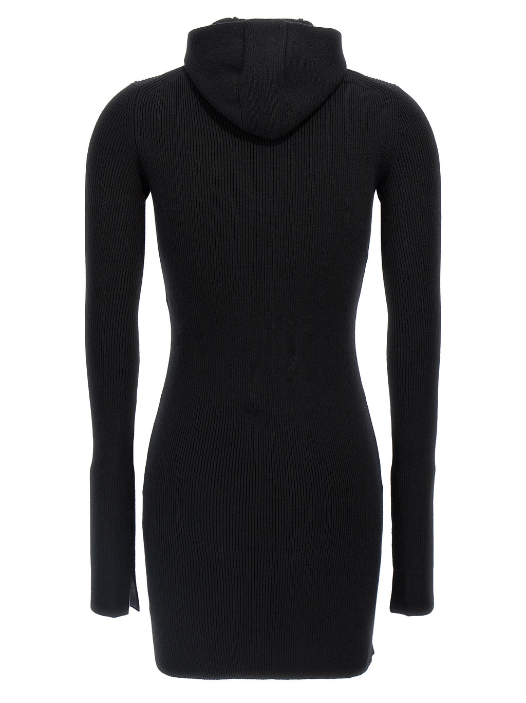 Robe courte en laine noire de marque Fendi, ajustée, avec détails élégants, portée sur un mannequin.