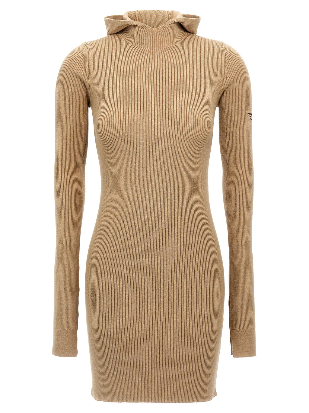 Robe courte beige en laine de Fendi, élégante et sophistiquée, avec un design moderne et une coupe flatteuse.