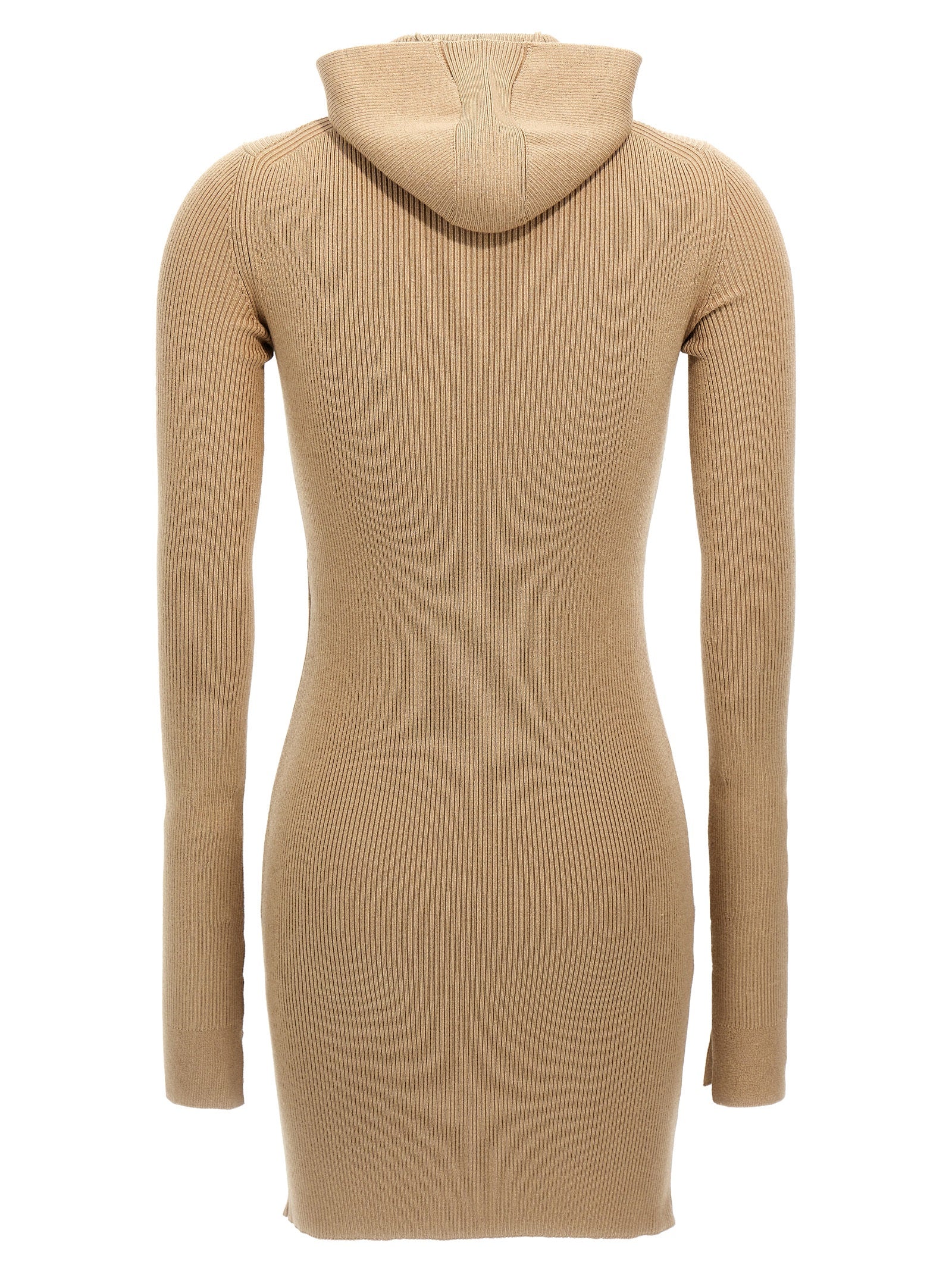 Robe courte en laine beige de la marque Fendi, vêtement élégant avec coupe moderne et détails sophistiqués.