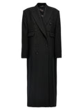 Manteau noir en laine vierge de Dolce & Gabbana, coupe élégante et classique, porté sur un mannequin.