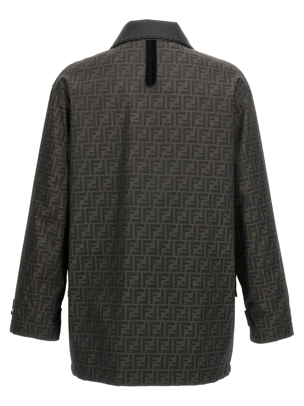 Veste longue en polyester marron de Fendi, vêtement d'extérieur élégante avec design sophistiqué et logo de la marque.