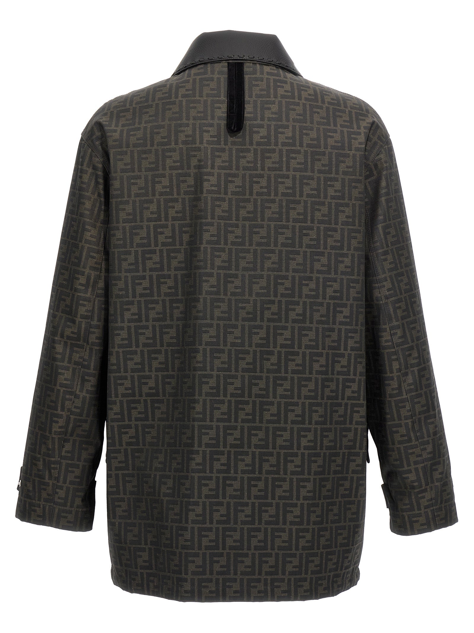 Veste longue en polyester marron de Fendi, vêtement d'extérieur élégante avec design sophistiqué et logo de la marque.