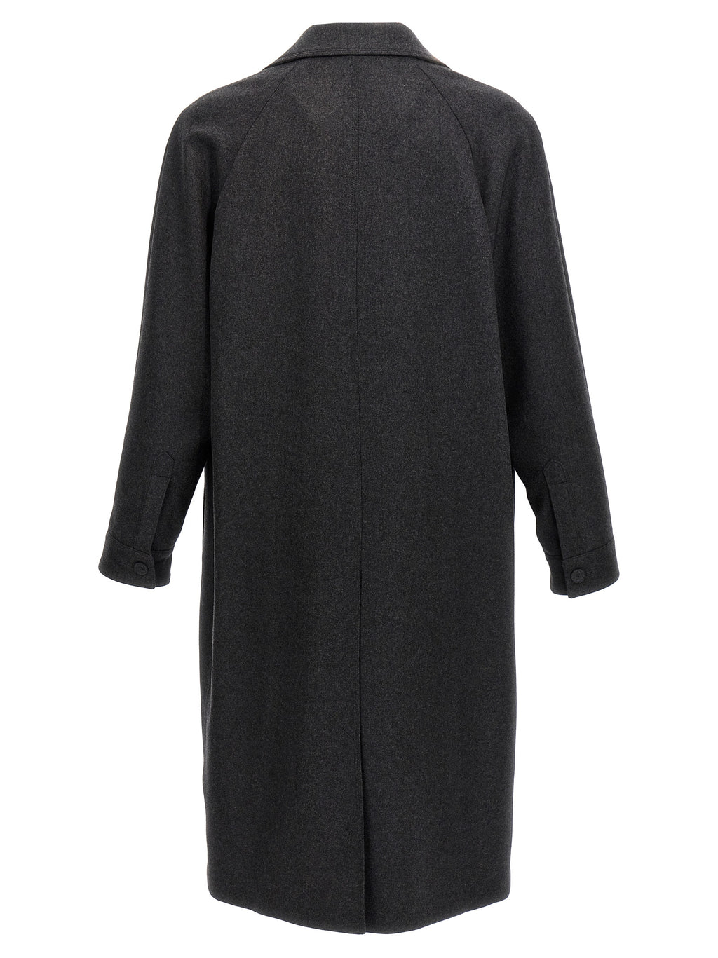 Manteau en cachemire gris de la marque Fendi, coupe élégante et tissu doux visible sur l'image.